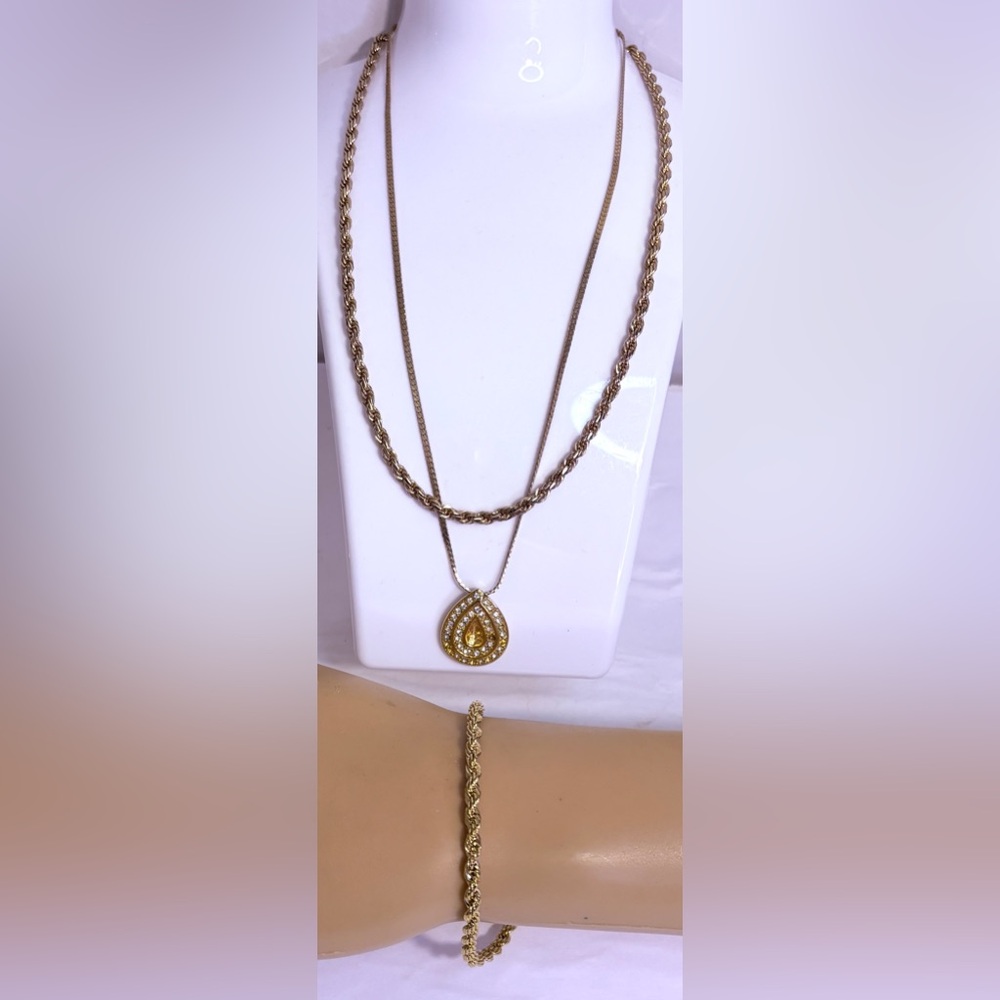 Napier Gold-Tone herringbone & rope chain Necklace and  bracelet set